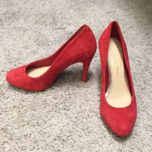 Red suede Heels